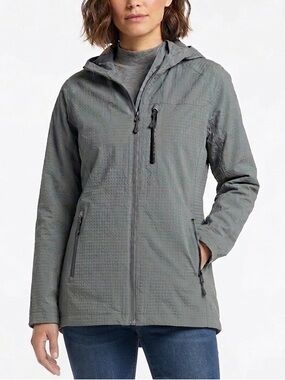 WIND RIVER Grey Hyper Dri Raincoat She’ll Jacket Hood Outerwear Size Medium